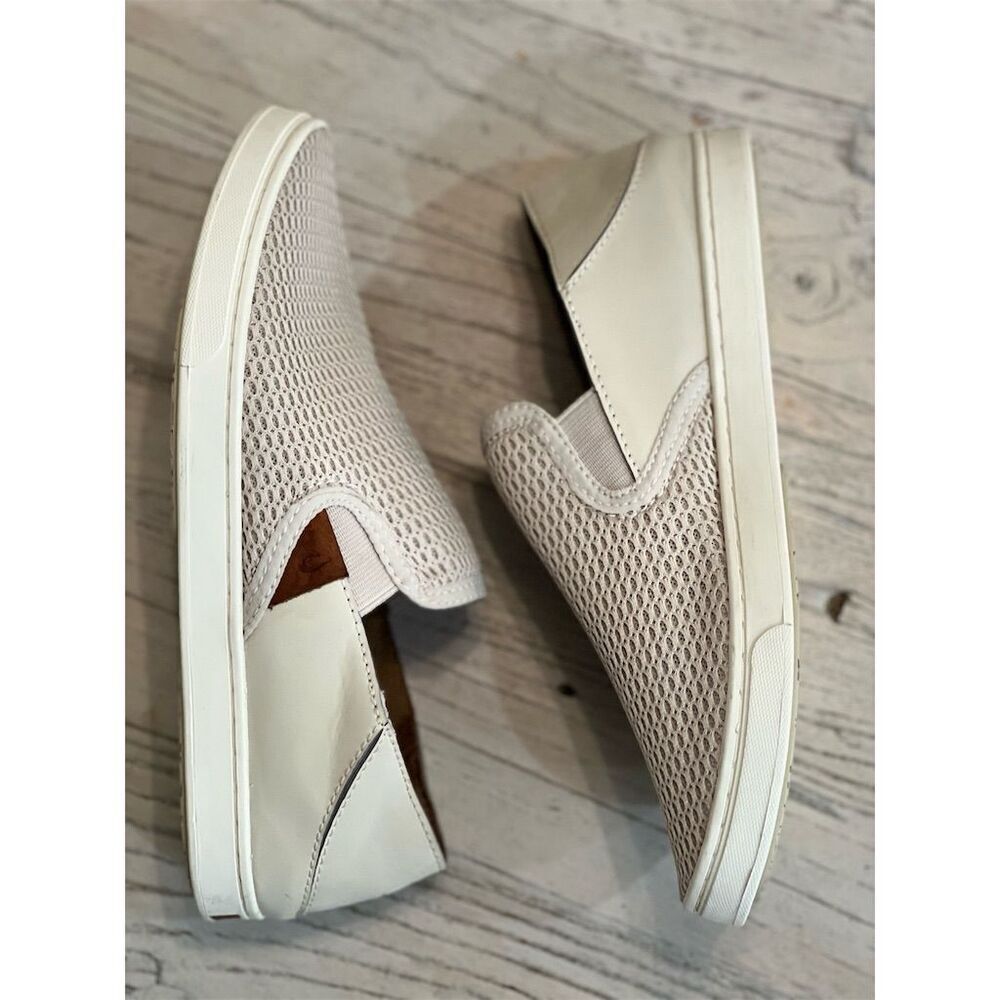 Olukai Pehuea Women's Slip-On Shoes Beige Mesh Flats Size 7